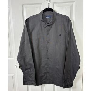 Fred Perry Brushed Oxford Shirt Men's XL Black Button Down Long Sleeeve NWT